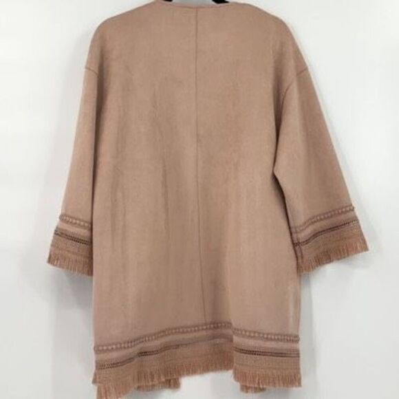 Zara Womens Dusty Pink Faux Suede Fringe Jacket Size XS - Picture 4 of 10